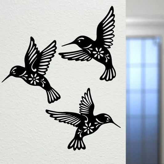 Wall Art Humming Birds 6pcs Wooden Wall Decor