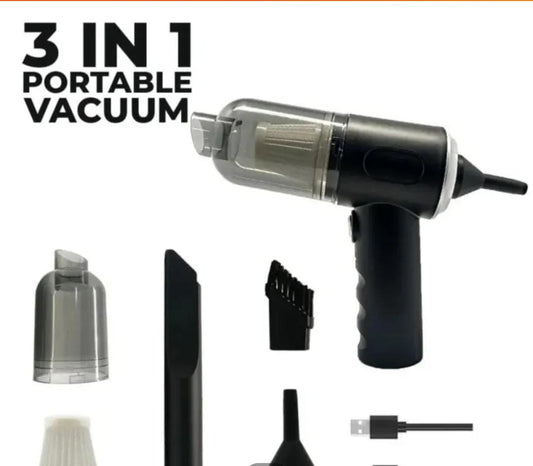 Portable (3 In 1) Vacuum Cleaner Duster Blower Air Pump Wireless Hand-Held Cleaning For Car Home